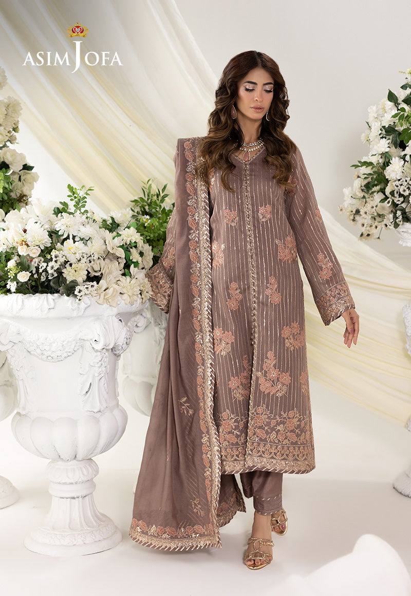 AJIZL-20 EMBROIDERED PAPER COTTON UNSTITCHED 3 PCS